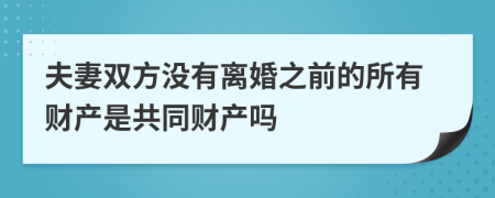 夫妻雙方?jīng)]有離婚之前的所有財產(chǎn)是共同財產(chǎn)嗎
