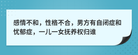 感情不和，性格不合，男方有自閉癥和憂郁癥，一兒一女撫養(yǎng)權(quán)歸誰