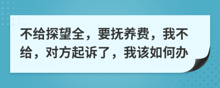 不給探望全，要撫養(yǎng)費，我不給，對方起訴了，我該如何辦