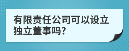 有限責(zé)任公司可以設(shè)立獨(dú)立董事嗎?