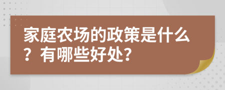 家庭農(nóng)場的政策是什么？有哪些好處？