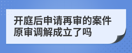 開庭后申請再審的案件原審調(diào)解成立了嗎