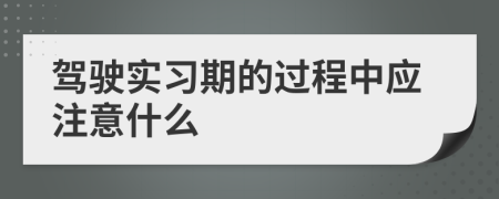 駕駛實習期的過程中應(yīng)注意什么