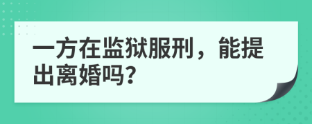 一方在監(jiān)獄服刑，能提出離婚嗎？