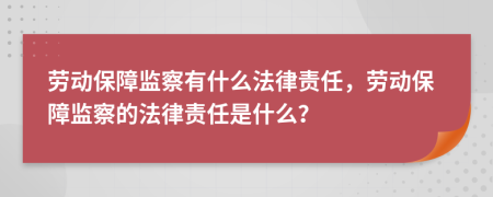 勞動(dòng)保障監(jiān)察有什么法律責(zé)任，勞動(dòng)保障監(jiān)察的法律責(zé)任是什么？
