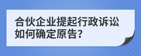 合伙企業(yè)提起行政訴訟如何確定原告？