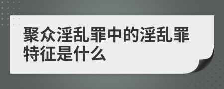 聚眾淫亂罪中的淫亂罪特征是什么