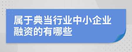 屬于典當行業(yè)中小企業(yè)融資的有哪些