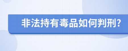 非法持有毒品如何判刑?