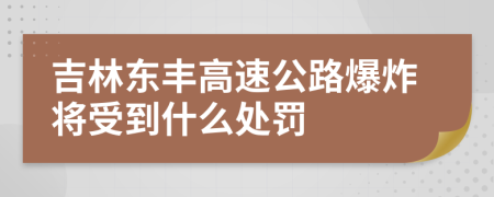 吉林東豐高速公路爆炸將受到什么處罰