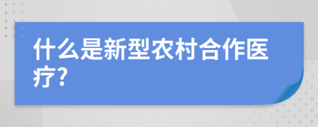 什么是新型農(nóng)村合作醫(yī)療?