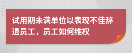 試用期未滿單位以表現(xiàn)不佳辭退員工，員工如何維權