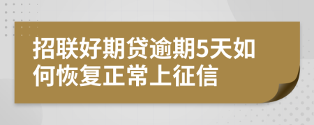 招聯(lián)好期貸逾期5天如何恢復(fù)正常上征信