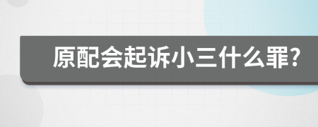 原配會(huì)起訴小三什么罪?