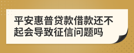 平安惠普貸款借款還不起會(huì)導(dǎo)致征信問(wèn)題嗎