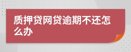 質(zhì)押貸網(wǎng)貸逾期不還怎么辦