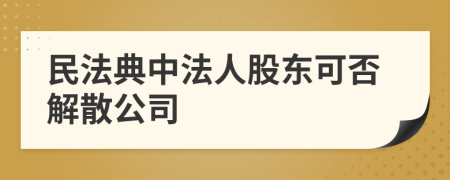 民法典中法人股東可否解散公司