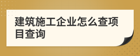建筑施工企業(yè)怎么查項(xiàng)目查詢
