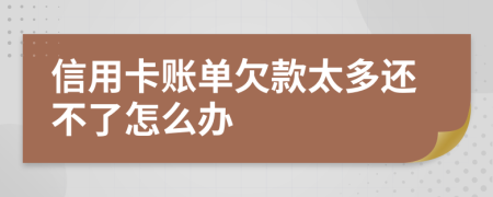 信用卡賬單欠款太多還不了怎么辦