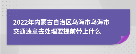 2022年內(nèi)蒙古自治區(qū)烏海市烏海市交通違章去處理要提前帶上什么