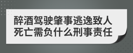 醉酒駕駛肇事逃逸致人死亡需負(fù)什么刑事責(zé)任
