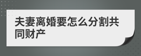 夫妻離婚要怎么分割共同財(cái)產(chǎn)