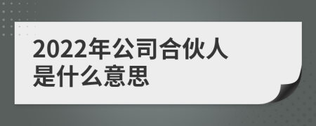 2022年公司合伙人是什么意思