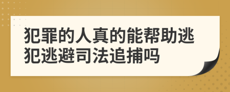 犯罪的人真的能幫助逃犯逃避司法追捕嗎
