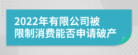 2022年有限公司被限制消費(fèi)能否申請(qǐng)破產(chǎn)
