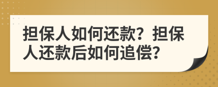 擔保人如何還款？擔保人還款后如何追償？