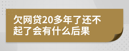 欠網(wǎng)貸20多年了還不起了會(huì)有什么后果