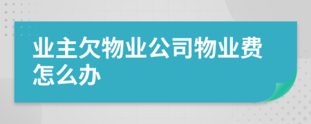 業(yè)主欠物業(yè)公司物業(yè)費怎么辦