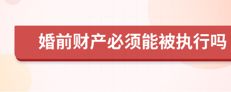 婚前財(cái)產(chǎn)必須能被執(zhí)行嗎