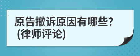原告撤訴原因有哪些? (律師評論)