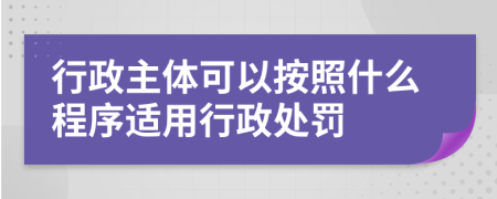 行政主體可以按照什么程序適用行政處罰