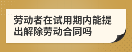 勞動(dòng)者在試用期內(nèi)能提出解除勞動(dòng)合同嗎