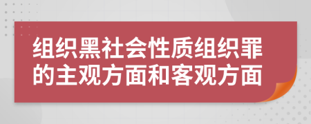 組織黑社會性質(zhì)組織罪的主觀方面和客觀方面
