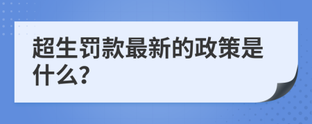 超生罰款最新的政策是什么？