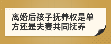 離婚后孩子撫養(yǎng)權(quán)是單方還是夫妻共同撫養(yǎng)