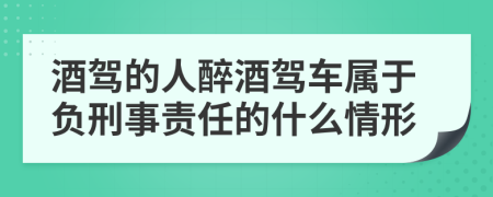 酒駕的人醉酒駕車屬于負刑事責(zé)任的什么情形