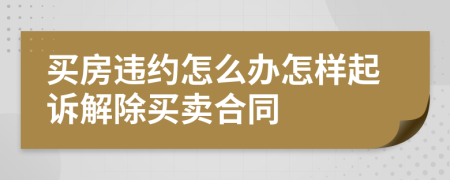 買房違約怎么辦怎樣起訴解除買賣合同