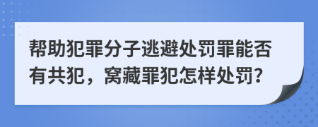 幫助犯罪分子逃避處罰罪能否有共犯，窩藏罪犯怎樣處罰？