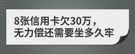 8張信用卡欠30萬，無力償還需要坐多久牢
