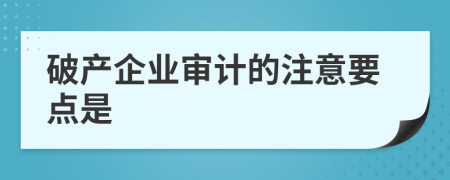 破產(chǎn)企業(yè)審計(jì)的注意要點(diǎn)是