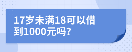 17歲未滿18可以借到1000元嗎？