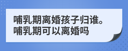 哺乳期離婚孩子歸誰。哺乳期可以離婚嗎