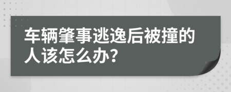 車輛肇事逃逸后被撞的人該怎么辦？