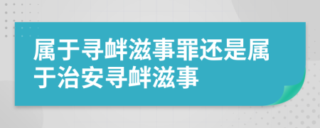 屬于尋釁滋事罪還是屬于治安尋釁滋事