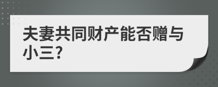 夫妻共同財產(chǎn)能否贈與小三?