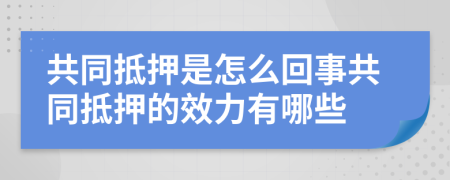 共同抵押是怎么回事共同抵押的效力有哪些